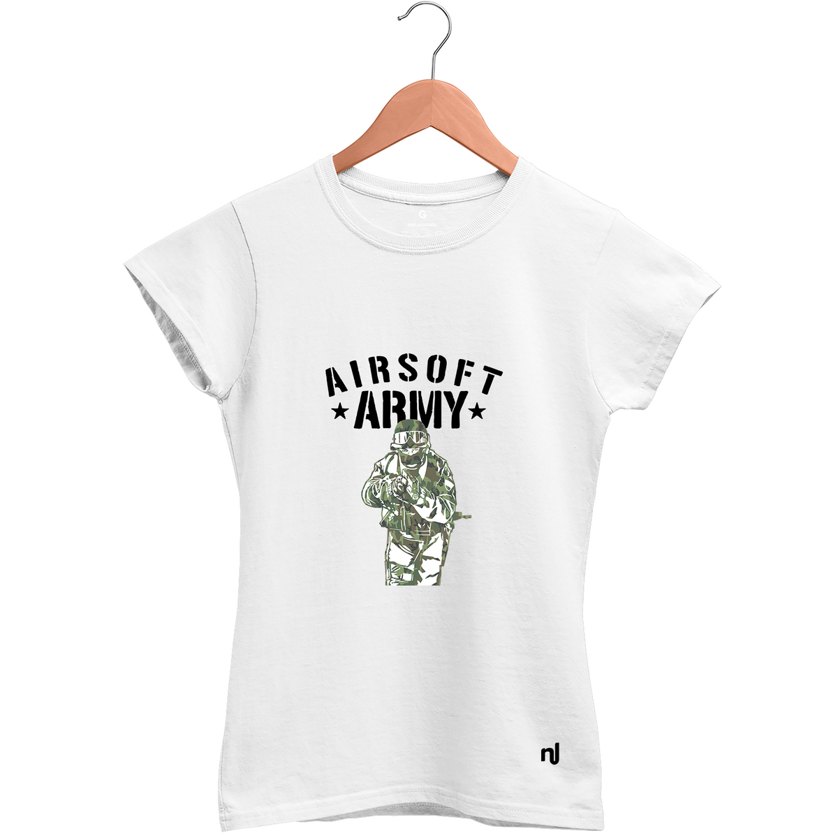 Camiseta Feminina Baby Look Airsoft Army