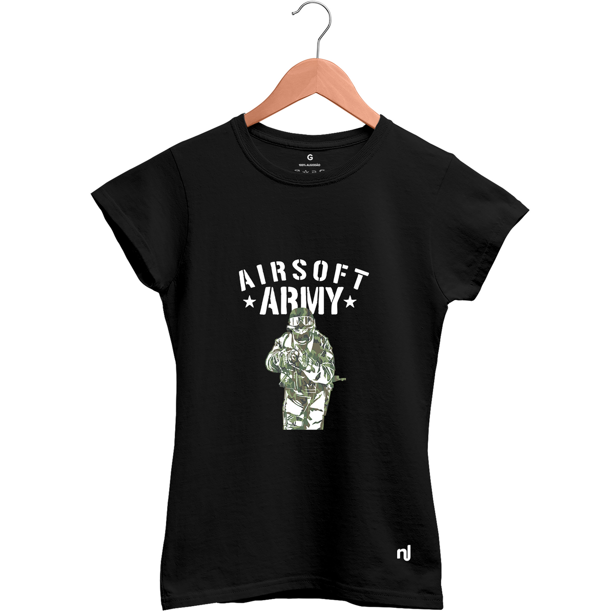 Camiseta Feminina Baby Look Airsoft Army