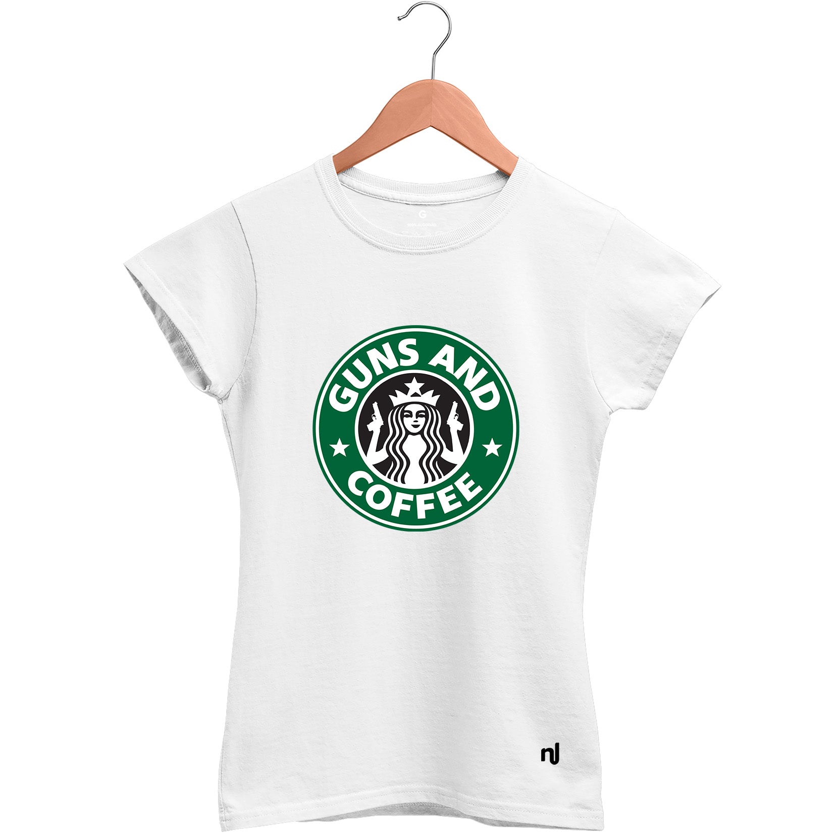 Camiseta Feminina Baby Look Guns and Coffee