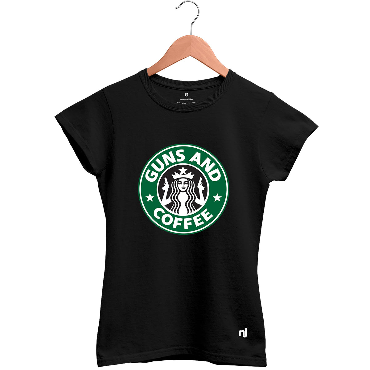 Camiseta Feminina Baby Look Guns and Coffee