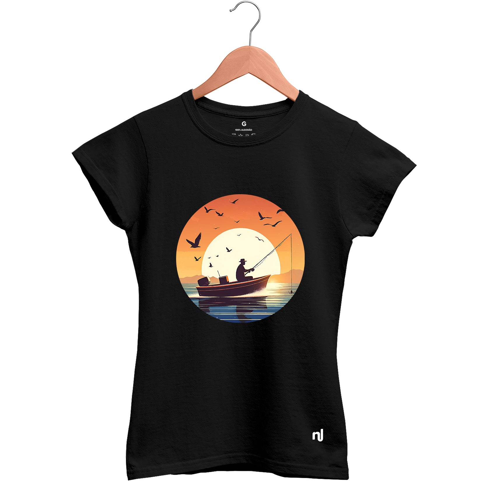 Camiseta Feminina Baby Look Pesca em Alto Mar