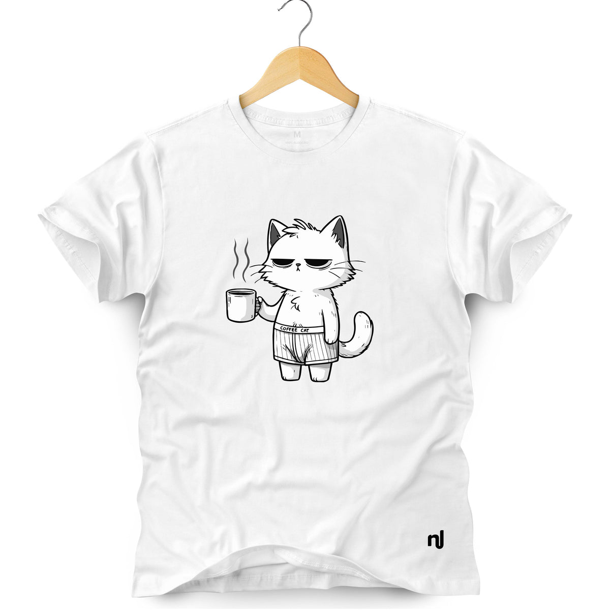 Camiseta Masculina Coffee Cat