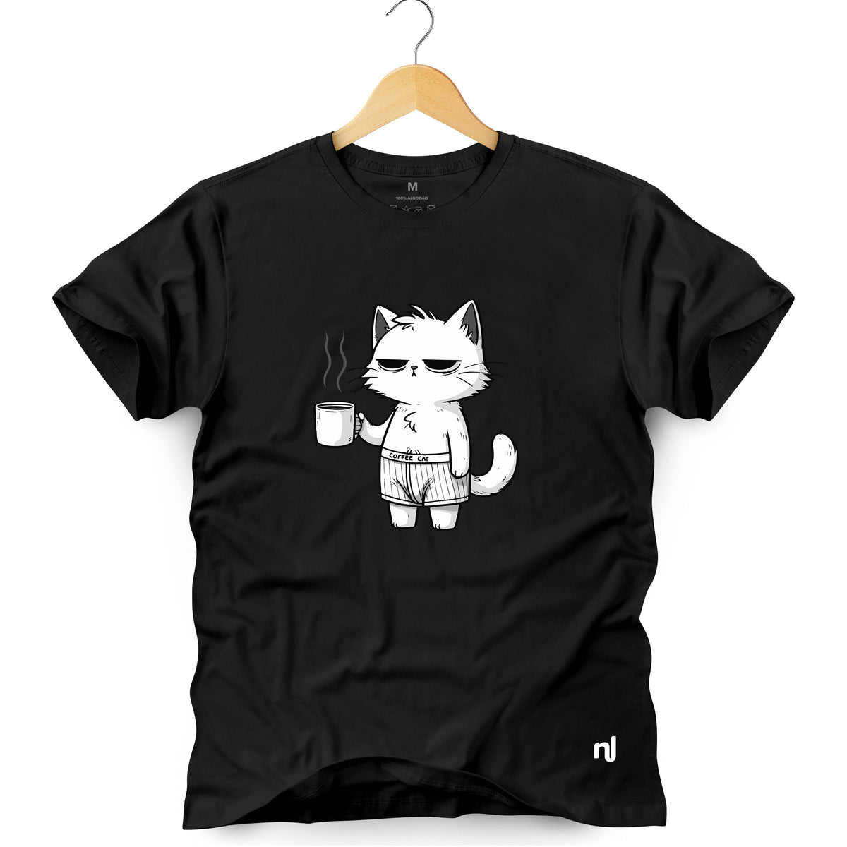 Camiseta Masculina Coffee Cat