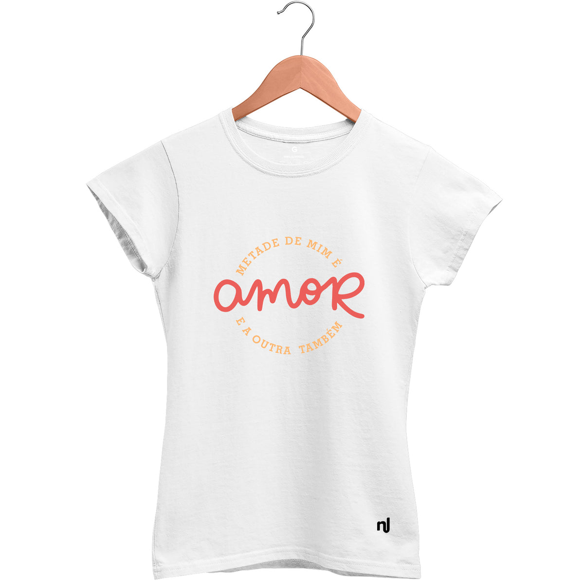 Camiseta Feminina Baby Look Metade de Mim é Amor