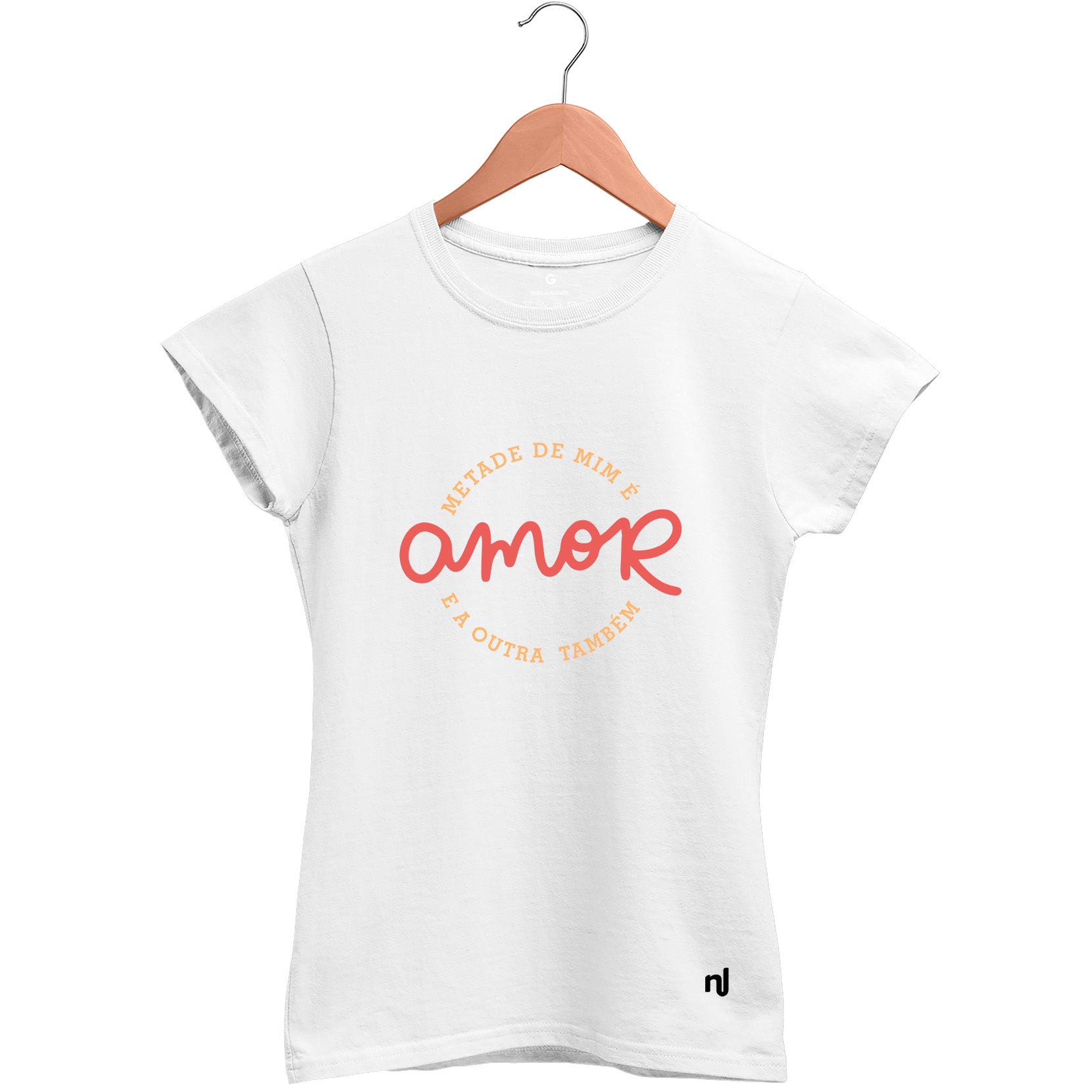 Camiseta Feminina Baby Look Metade de Mim é Amor