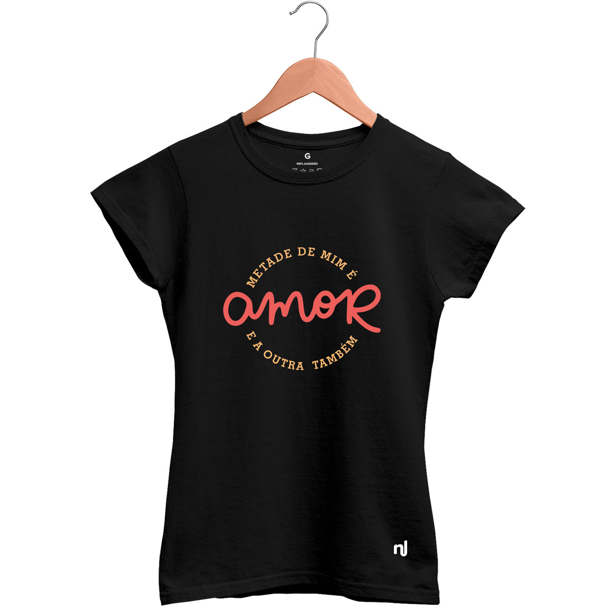 Camiseta Feminina Baby Look Metade de Mim é Amor
