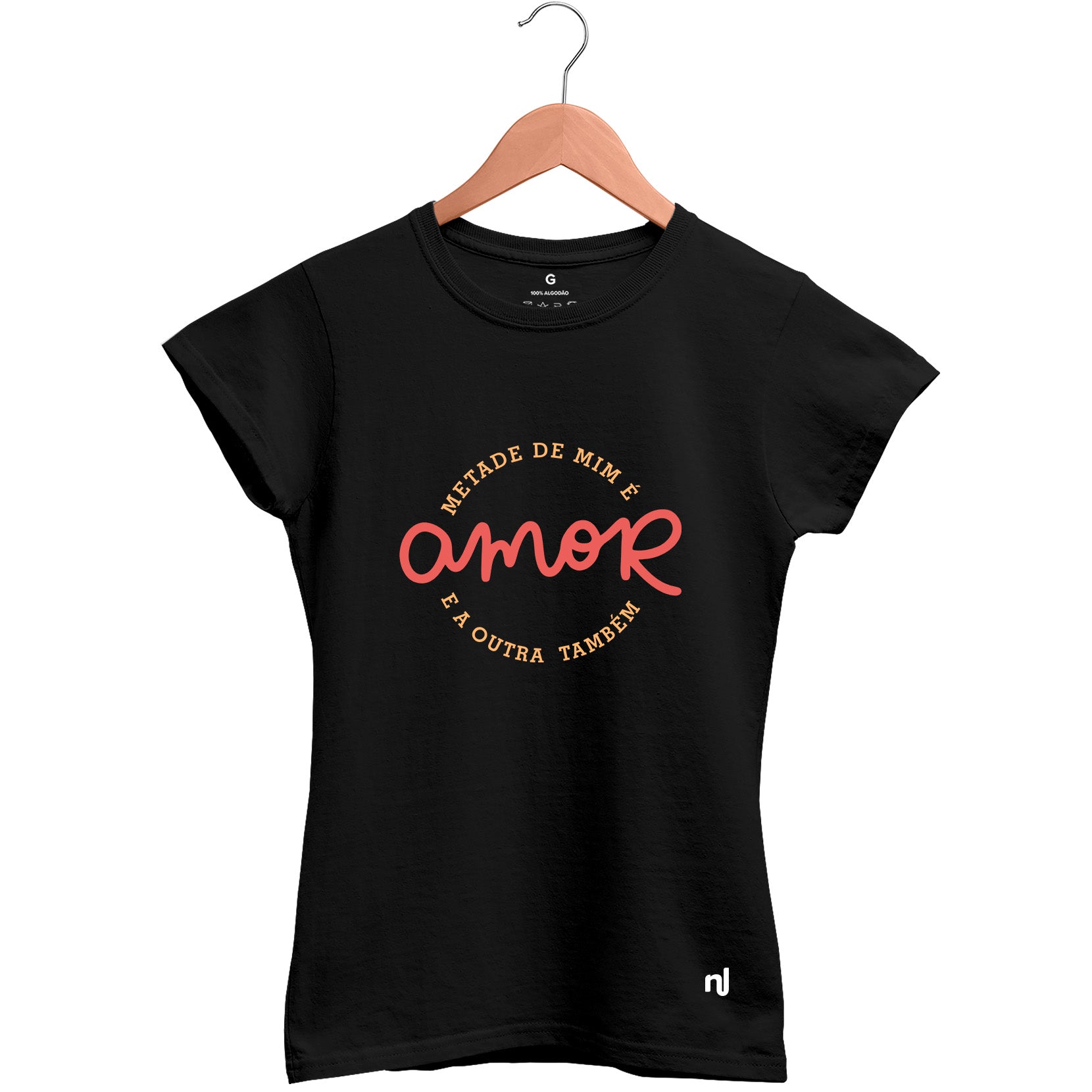 Camiseta Feminina Baby Look Metade de Mim é Amor