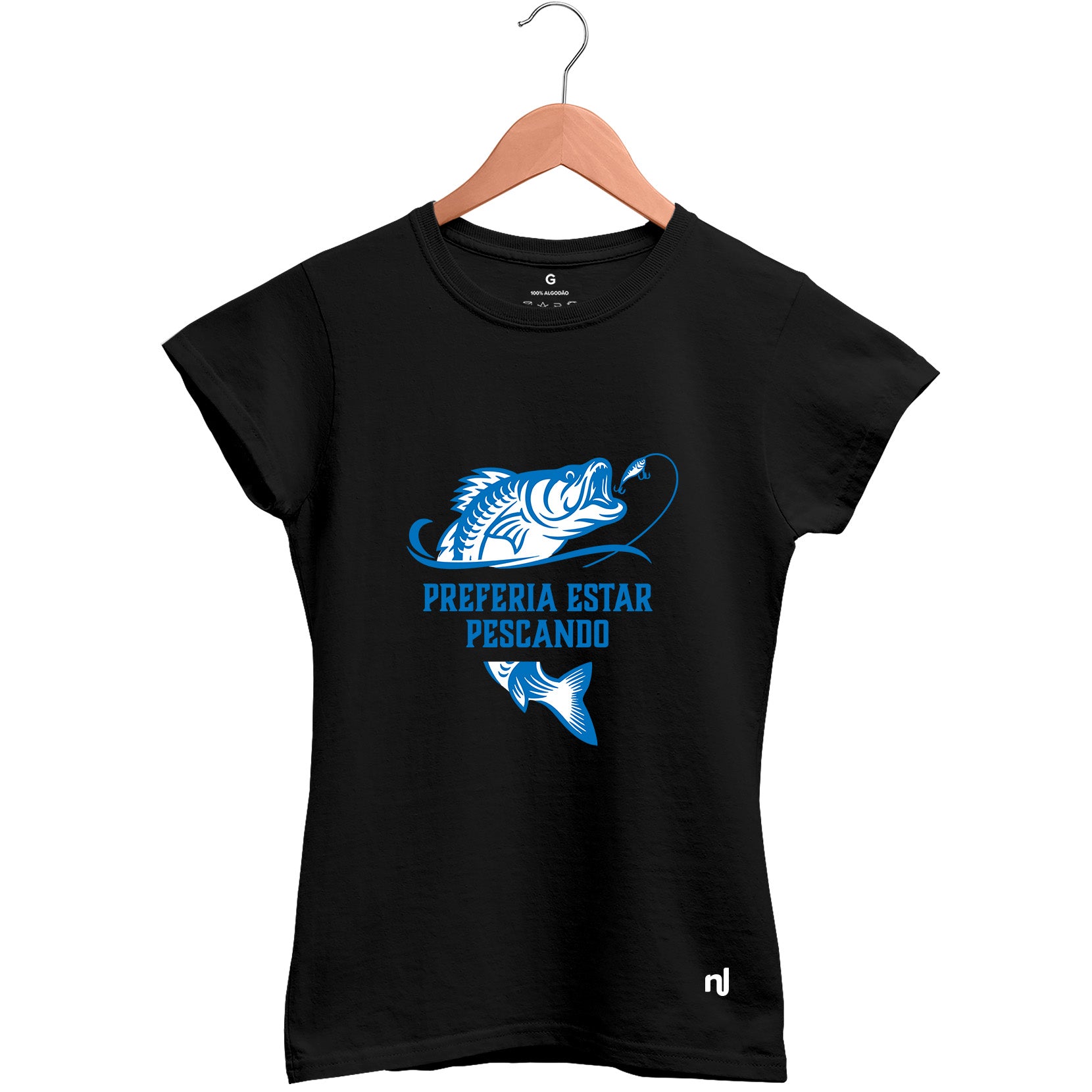 Camiseta Feminina Baby Look Preferia Estar Pescando